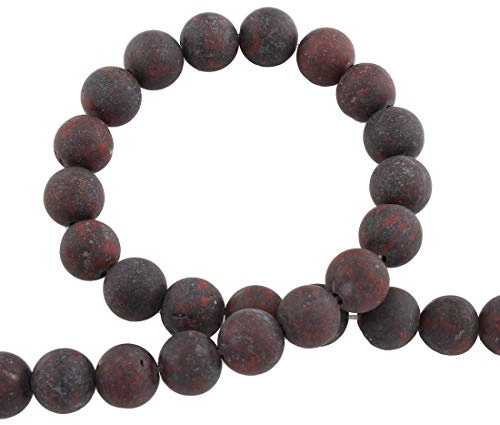 Perlin Jasper Edelstein Perlen 8mm und 6mm Matt Schmuckstein Kugel Halbedelstein Frosted Gemstone Beads Rund Brecciated Poppy Jaspis 8mm 15 Stück 6mm 18 Stück