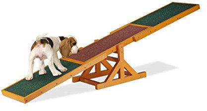 Relaxdays Dog Agility Wippe, Agility Training, große & kleine Hunde, Hundetraining, Hundewippe, 54 x 180 x 30 cm, bunt