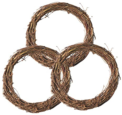 Ougual DIY Crafts Natural Grapevine Wreaths (10 Inch, 3 Pack)