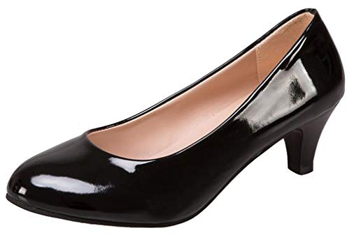 WUIWUIYU Travail/Bureau/Mariage Escarpins à Petits Talons Femme-Noir 40