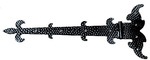 UHRIG Ladenband 52cm lang, DIN rechts, Schmiedeeisen antik schwarz beschichtet, Scharnier, Beschlag für Fensterläden, Schranktür uvm.