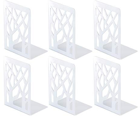 BuchstüTZE, Buchstützen, Book Holder CD Kinder Metall | Bücher Halter für Regal, Ordnerhalter DVD Unsichtbares Bücherregal, Bookends Buchstopper, 3 Paar Weiß