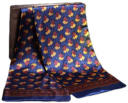 UK_Stone Klassisch Seidenschal Geometrisch Halstuch Herren Schal Dunkelblau