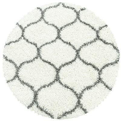 HomebyHome Runder Teppich Wohnzimmer Creme 80 cm Rund - Shaggy Hochflor Teppich Schlafzimmer Küche Skandinavisches Design Extra Weich - Langflor Teppich Flauschiger Teppich Rund