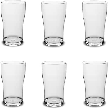 MP Drink Lot de 6 Verres à Bière en Polymère Incassable et Réutilisable 64 cl - Verre Plastique Réutilisable - Parfait pour Profiter de Votre Bière Préférée