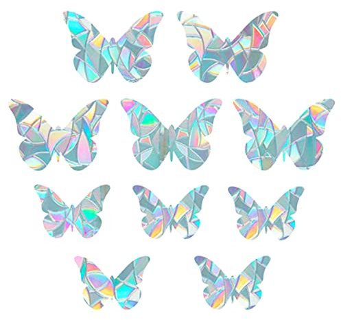 GORGECRAFT 10Pcs Rainbow Window Clings 3D Dekorative Fensterfolie Schmetterlingsstil Antikollisionsfensteraufkleber Türfenster Static Cling Für Küche Esszimmer Schlafzimmer