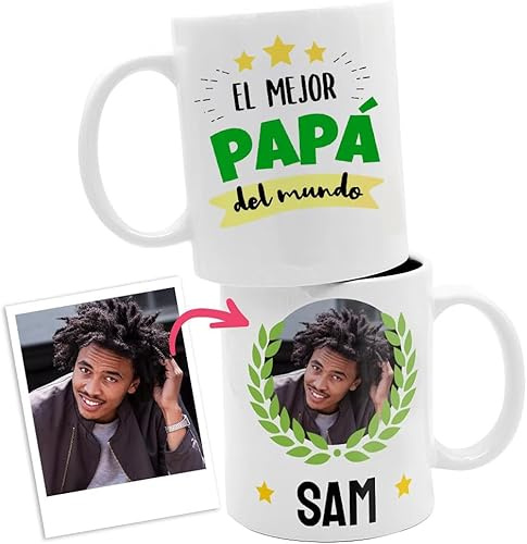 Taza personalizada EL MEJOR (tu texto) DEL MUNDO con nombre y foto 33cl. Regalo original taza de cerámica para novia, madre, amiga, jefa, compañera de trabajo, profe, etc.
