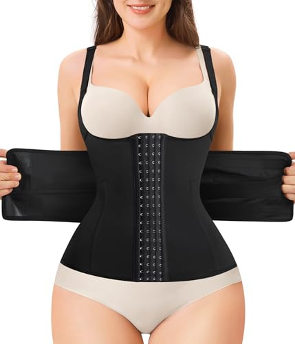 KUMAYES Bauchweggürtel Damen Fitnessgürtel Schwitzgürtel Sport Waist Trainer Korsett Bauchweg Taillenformer Verstellbarer Body Shaper (XL, Schwarz)