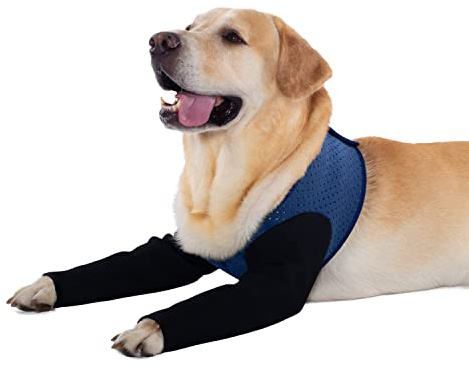 Coodeo Hunde-Genesungsmanschetten, eine Alternative zu dem Halskonus, Abriebfeste Hunde-Genesungskleidung, waschbar und wasserdicht, verhindert das Lecken und Bissen von Wunden beim Tier（Blau，XS