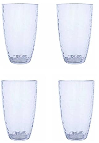 Dimpled Plastic Glasses - Plastic Tumblers Perfect for Any Festival and Season Camping,Wedding, Christmas, Birthday,Etc (Set of 4 Tumbler)