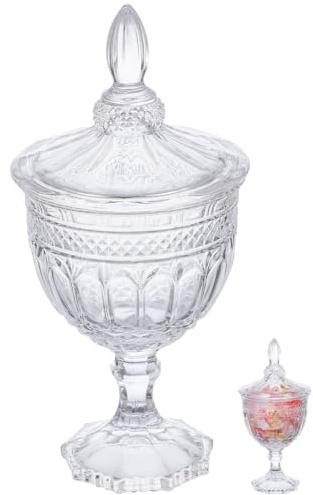 Angoily Bonbonglas med lock och fot - Elegant förvaring för godis och snacks, kristallglas för bröllop och dekoration, perfekt för hem och kontor