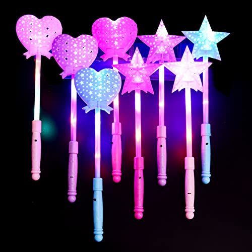 Liuer 4PCS Leuchtend Prinzessin Zauberstab Feenstab Zauberstäbe Fee Sternstab Glitzer Zauberstäbe Sticks Zubehör für Geburtstag Hochzeit Cosplay Spielzeug