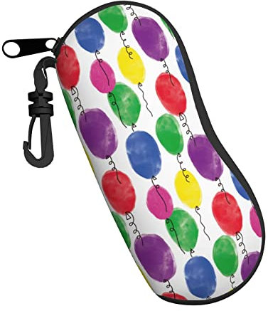 Ahdyr Süße bunte Luftballons, Aquarell, weiße Sonnenbrille, weiche Hülle, tragbares Reise-Reißverschluss-Brillenetui mit Gürtelclip