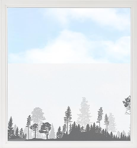 GRAZDesign Fensterfolie Blickdicht Sichtschutz, Sichtschutzfolie Fenster, Glastüren, Küche & Küchenfenster, Bad & Badfenster, Milchglasfolie mit Bäume im Wald 90x57cm