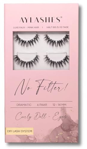 AYLASHES - DIY Wimpernextensions Maxi Box NO FILTER | 6 Paar Wimpern | bis zu 7 Tage Halt | Wimpern DIY Set für zu Hause | künstliche Wimpern | Klebewimpern | lash extension set