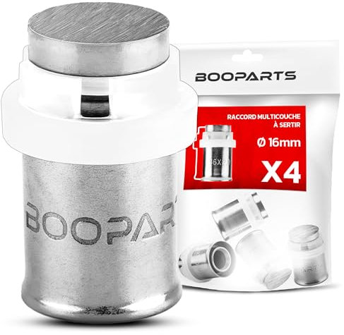 BOOPARTS – 4 Pièces – Bouchon à Sertir Ø16 | Raccord Multicouche Contour TH | Embout de Finition Étanche pour Chauffage et Eau Sanitaire