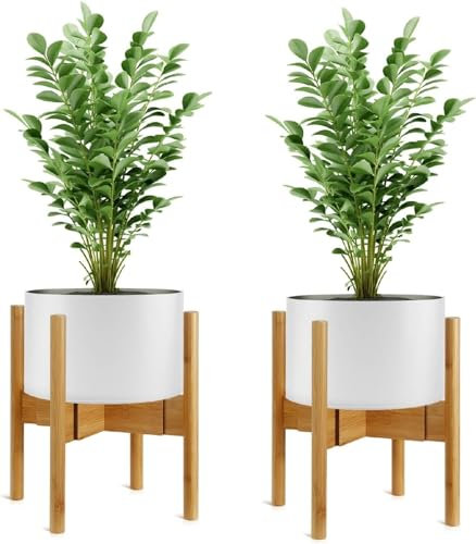 RHtvrll Blumenständer, Bambus Pflanzenständer, Verstellbarer Blumenregal, Blumentopfständer Topfgestell für Innen- & Außenbereiche, Passen Sie 8-12 Zoll Blumentöpfe (2 Pcs)