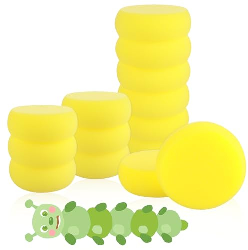 Jeffdad 12 spugne rotonde da 7,6 cm, spugne per pittura artistica, acquerelli, spugne per arte e artigianato, ceramica, argilla, pulizia pareti in ceramica, colore giallo