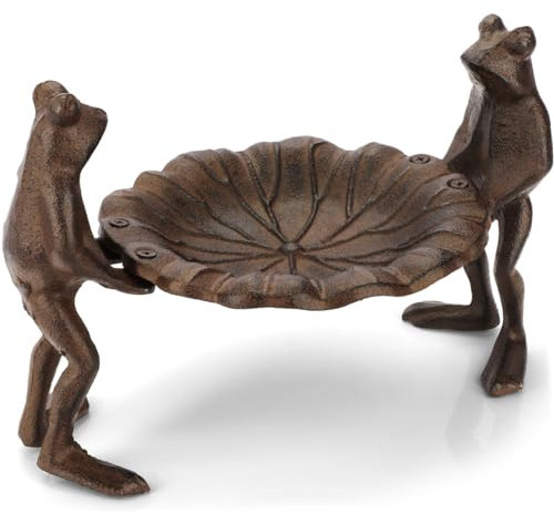 wildlife home Vogeltränke stehend 'Zwei Fröschlein' I Vogelfutterspender aus Gusseisen, Frostsicher für Garten & Balkon I Vogelfutterstation, Futterschale Wassertränke für Vögel, Wildvögel