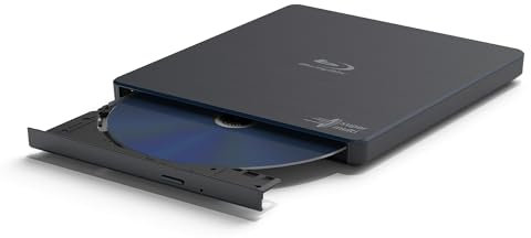Hitachi LG Lettore Blu-ray esterno | Masterizzatore Lettore Blu-ray/DVD+/-RW | Portatile USB 2.0 Tipo A, Tipo C | Compatibile con Windows, Mac, Linus (BP55, Nero)