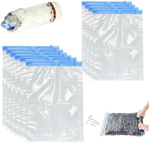 NAROSEBE Confezione da 10 Sacchetti Sottovuoto per Abiti Sacchetti a Compressione da Viaggio Sacchetti Sottovuoto per Abbigliamento Sacchetti Sottovuoto per Abiti Sacchetti per riporre i Vestiti