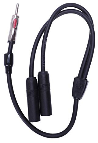 Jimenez 1 Macho a 2 Hembra y Adaptador De Antena De Radio Estéreo del Coche Negro