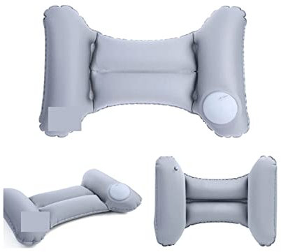 LULUMAIC Reisekissen, praktisch, Ultraleicht, aufblasbare Taille, Luftkissen, Schlafkissen, Reisen, Schlafzimmer, Wandern, Strand, Flugzeug, Kopfstütze (Farbe: Grau)