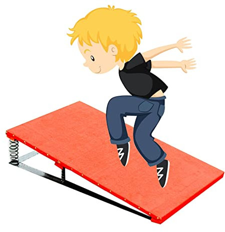Sprunggerät für Kinder, Sprungbrett mit Federn, tragbares, gebogenes, elastisches Sprungbrett mit Rampe, für Weitsprung/Leichtathletik/Salto, für den Einsatz im Heim-Fitnessstudio in der Schule