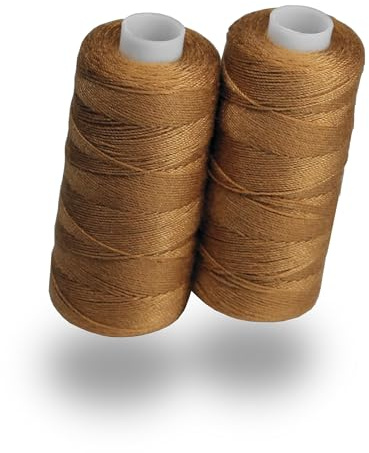 Lialina Braungold jeansgarn för symaskin [2 x 150 m] – OEKO-TEX – sömmar som i originalet – jeans sytråd set extra starkt nr 36 – jeanstråd för symaskin
