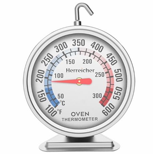 Herreicher Termómetro de horno de acero inoxidable simulado - dial grande, para hornos eléctricos, de gas, hornear, cocinar, tostado