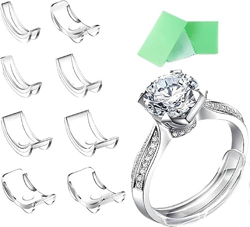 Ring Sizer UK, Ring Adjuster for Loose Rings, 8 pack Invisible Ring Size Adjuster| 8 Sizes Silicone Transparent Clear Ring Size Resizer and Reducer Ring Sizer UK Gifts for Men and Women