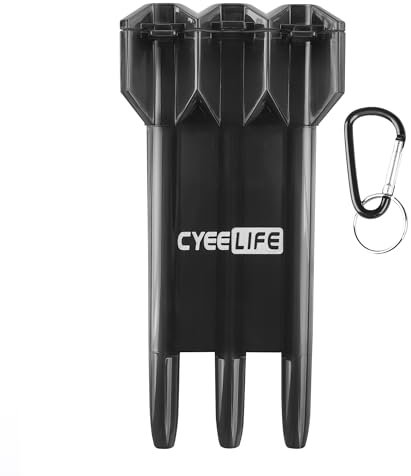 CyeeLife Dart Case - Set von 3 Dartpfeilen mit integriertem Flug- und Schaftsystem, Aufbewahrungsbox (Schwarz)