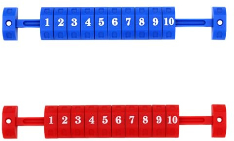 Butyeak Tischfußball-Zähler, Tischfußball-Score-Indikatoren, Tischfussball Torzähler, 10 Zahlen Fußball-Tisch-Score-Zähler, Tischfußballzähler, für Standard Kicker Tische, 2 Stück (Rot＆Blau)