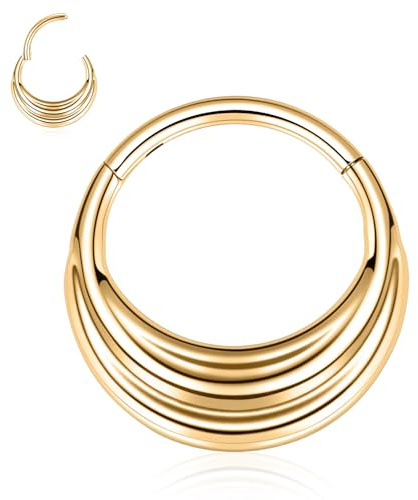 hengkaixuan 16G septum piercing septum clicker ring septum ring smycken för kvinnor 316L rostfritt stål näsa ring Daith brosk ring örhänge segment clicker ring tragus helix conch piercing 8 mm 10 mm