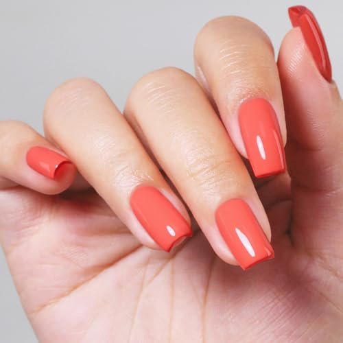 Imtiti Coral Gel Nail Polish, Coral Orange Peach Gel Polish High Gloss Soak Off UV LED Spring Summer Art Manicure Salon DIY Design 10ml