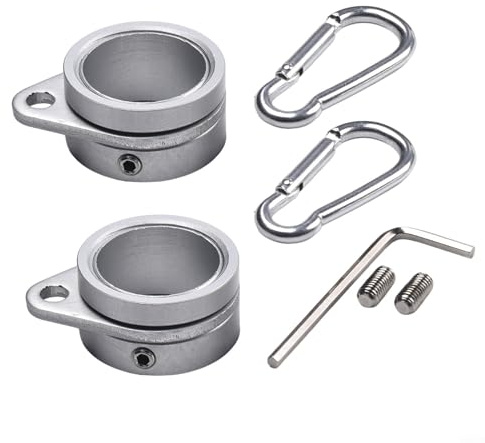 Flag Pole for RINGs, Aluminum Alloy Flagpole for RINGs 360° Rotating Anti Wrap Flag Mounting for RING, Flag Pole Clips with Carabiner
