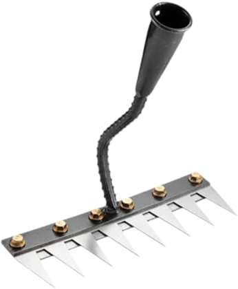 LOVIVER Râteau de jardin, griffe manuelle des mauvaises herbes, poignée ergonomique, dissolvant de l'outil d'extracteur pour le jardinage de la pelouse, 8 Dents