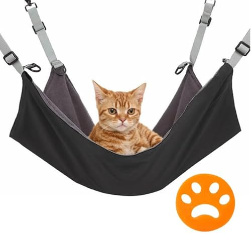 Anseom Hamac doux à suspendre pour chat, lit à suspendre lavable avec épilateur pour petits animaux de compagnie, chat, furet, lapin, cochon d'Inde, chinchilla 42 x 56 cm (noir)