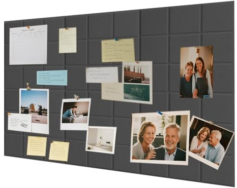 Tableau en feutre de design avec film autocollant, 30 x 30 cm, multicolore – Planche à épingles pour photos et tableau créatif sans trous (gris foncé)