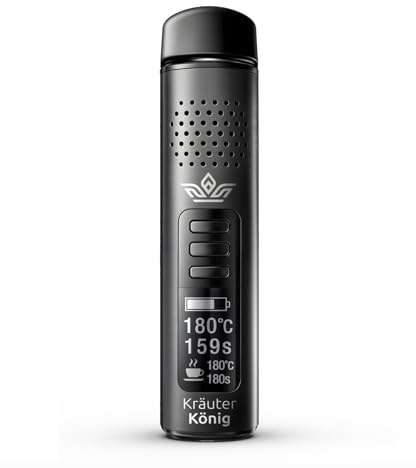 KräuterKönig K1 Vaporizzatore Erba | Garanzia 2 Anni, Vaporizzatore con Batteria da 1.000mAh, Timer, Display OLED e 38 Secondi fino a 224°C