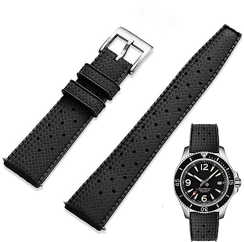 Niziruoup Bracelet de Montre Caoutchouc Fluoré 18mm 19mm 20mm 21mm 22mm Tropical Style Ventilé Dégagement Rapide Original FKM Bracelets de Montre Intelligentes Remplacement Bande pour Omega