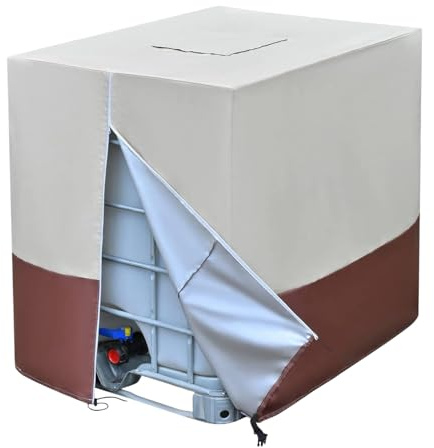 Housse de réservoir d'eau, protection étanche pour réservoir, 120 x 100 x 115 cm, protection robuste pour tonneau de pluie, pour stockage, porche, pelouse, terrasse, neige, récolte d'eau de pluie