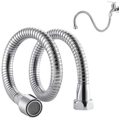 1 Pezzi Estensione del rubinetto, prolunga per rubinetto cucina in acciaio inossidabile, doccetta per lavandino cucinam, Comodo per lavarsi i denti lavare i capelli e prendere l'acqua (30cm)