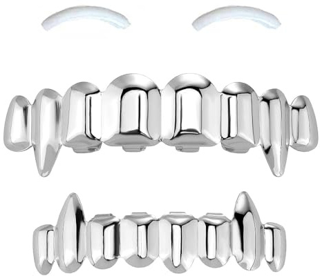 SSyang Grills Dentaires,Hip Hop Teeth Grills Faux Punk Hip Hop Dents Haut en Bas Diamant Strass Dents Grillz Halloween Festival de Musique Party Hip Hop Rapper Costume Décoration