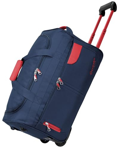 Rocklands® Lightweight Luggage Rolling Holdall Suitcase Wheeled Small Duffle Bag Travel Bag RL501 (Navy/Red, Small (Carry on) 20 (H55 x L29 x W28 cm))