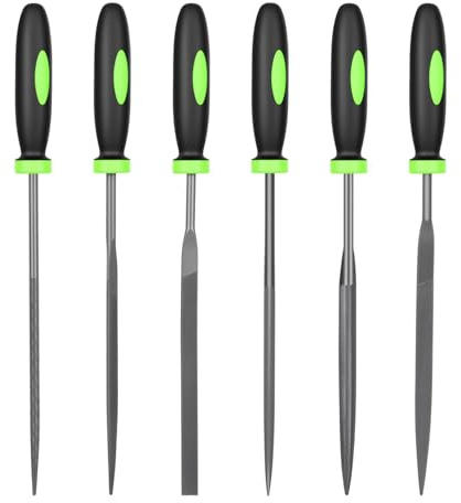 Juego de limas de metal, 6 limas de metal para limas de aguja de acero, juego de limas de aguja de madera, herramientas de limas de metal, incluye limas pequeñas redondas, semicirculares, cuadradas