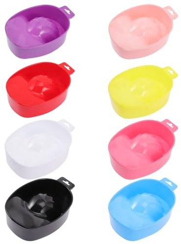 SHERCHPRY 8 Cuencos para Manicura y Remojo de Uñas, Recipientes de Pp Resistentes en 8 Colores Surtidos, Ideales para Salones y Cuidado Personal de Uñas Acrílicas y Gel