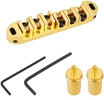 VGOL Puente de Rodillos con Bloqueo Y Postes de Posicionamiento Compatible con Epiphone Les Paul Guitarras(dorado)