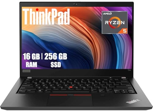 Lenovo ThinkPad T14 Gen 1 - Notebook Business, 14, FHD (1920x1080), AMD Ryzen 5 Pro 4650U, 16 GB di RAM, 256 GB SSD, tastiera US QWERTY, Windows 11 Pro (ricondizionato)