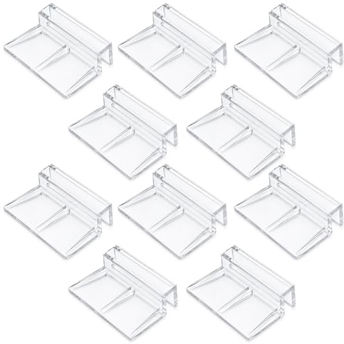 Bruislard 10 Stück Glasabdeckung Clip Unterstützung Halter 6mm Glasabdeckungs Clips für Aquarium Deckel Clips Halterung für Aquarien Transparentes ABS Kunststoff Randloses Aquarium Deckelstütze